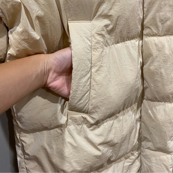 Zara Nylon Puffer Jacket Coat Cream Ivory Large - Picture 9 of 12